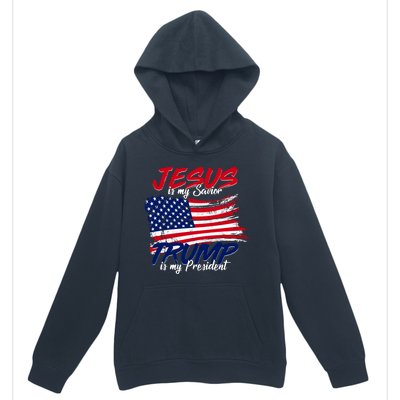 Jesus Is My Savior Trump Is My President USA Flag Urban Pullover Hoodie