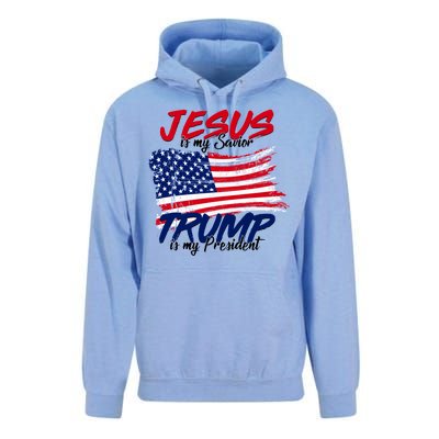 Jesus Is My Savior Trump Is My President USA Flag Unisex Surf Hoodie