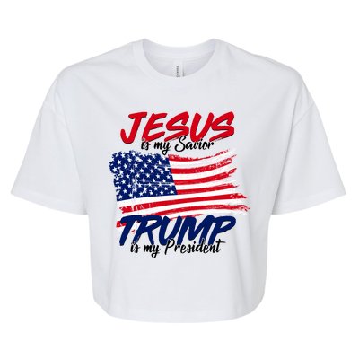 Jesus Is My Savior Trump Is My President USA Flag Bella+Canvas Jersey Crop Tee