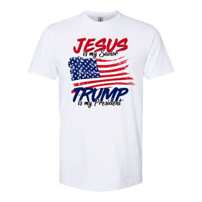 Jesus Is My Savior Trump Is My President USA Flag Softstyle® CVC T-Shirt