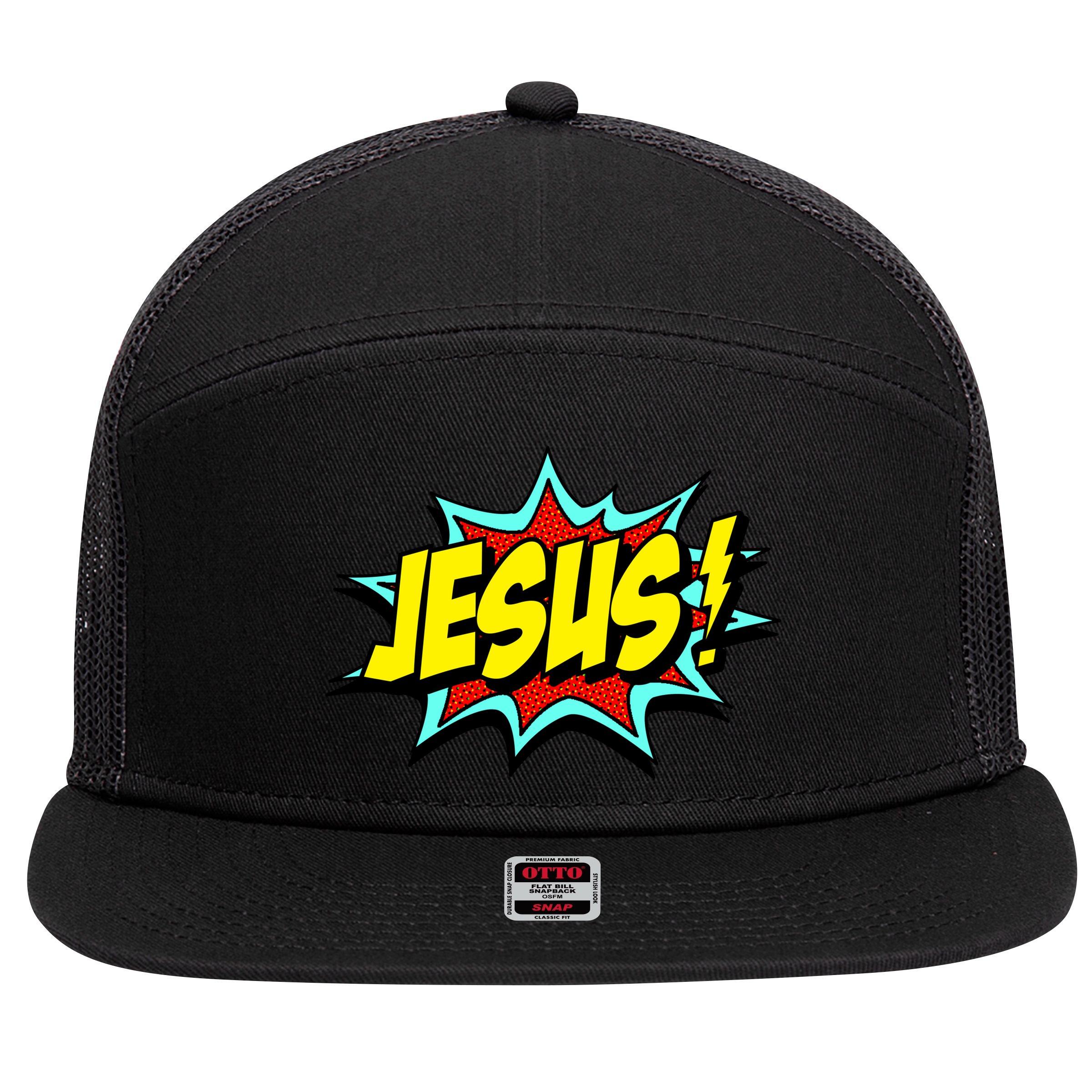 Jesus Is My Superhero 7 Panel Mesh Trucker Snapback Hat