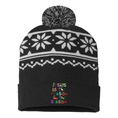 Jesus Is The Reason For The Season Christmas USA-Made Snowflake Beanie