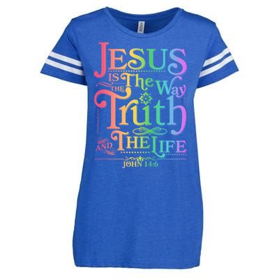 Jesus is the way the Truth and the Life John 14:6 Enza Ladies Jersey Football T-Shirt