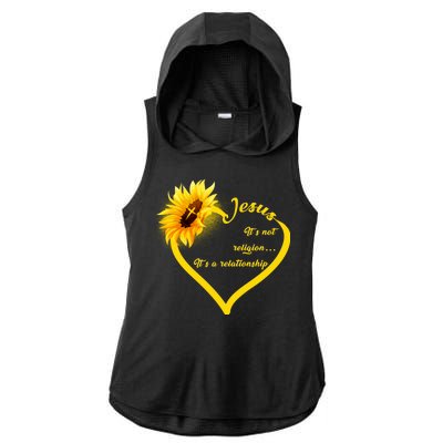 Jesus It's A Relationship Ladies PosiCharge Tri-Blend Wicking Draft Hoodie Tank