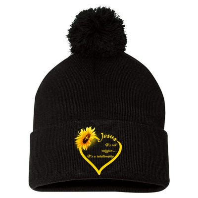 Jesus It's A Relationship Pom Pom 12in Knit Beanie