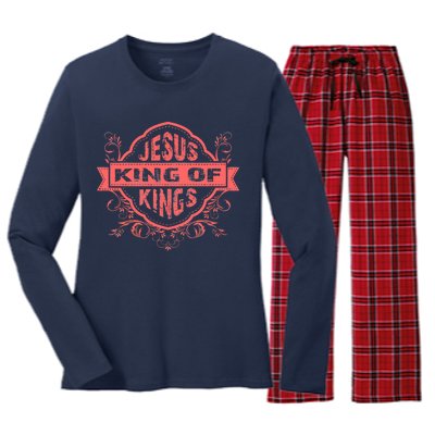 Jesus King of Kings Women's Long Sleeve Flannel Pajama Set 