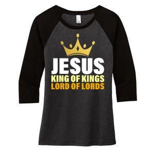 Jesus King Of Kings Lords Of Lords Women's Tri-Blend 3/4-Sleeve Raglan Shirt