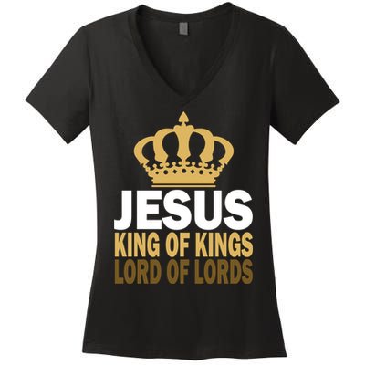 Jesus Lord Of Lords King Of Kings Women's V-Neck T-Shirt
