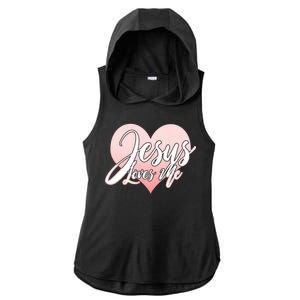 Jesus Love Me Ladies PosiCharge Tri-Blend Wicking Draft Hoodie Tank