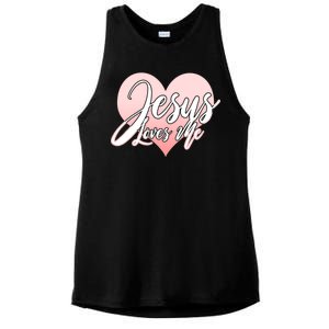 Jesus Love Me Ladies PosiCharge Tri-Blend Wicking Tank