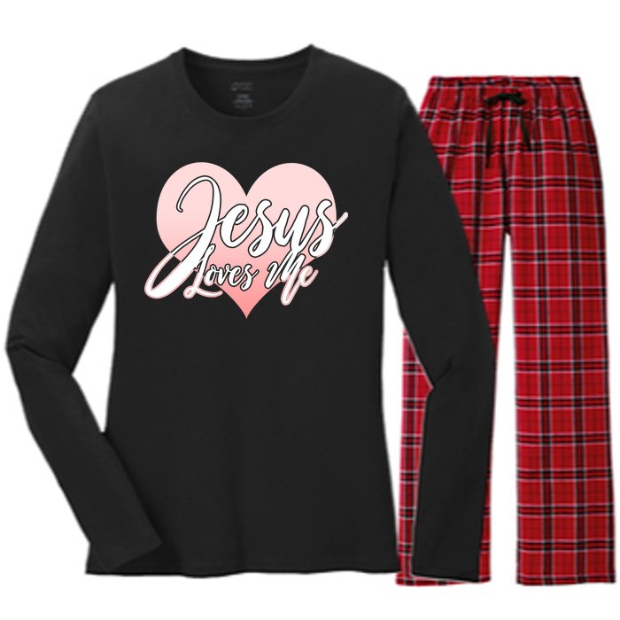 Jesus Love Me Women's Long Sleeve Flannel Pajama Set 