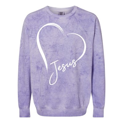 Jesus Love Simple Faith Heart Colorblast Crewneck Sweatshirt