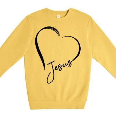 Jesus Love Simple Faith Heart Premium Crewneck Sweatshirt