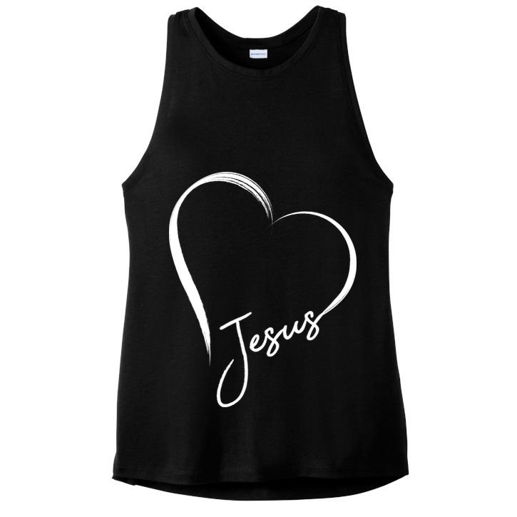 Jesus Love Simple Faith Heart Ladies PosiCharge Tri-Blend Wicking Tank