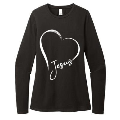 Jesus Love Simple Faith Heart Womens CVC Long Sleeve Shirt