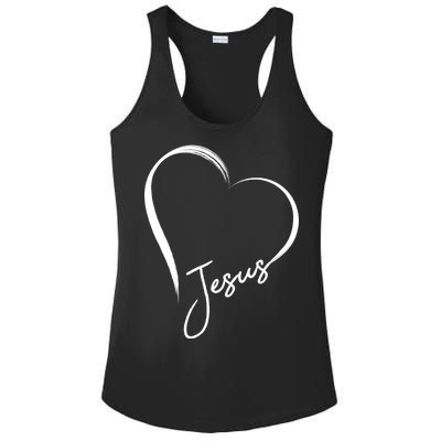 Jesus Love Simple Faith Heart Ladies PosiCharge Competitor Racerback Tank