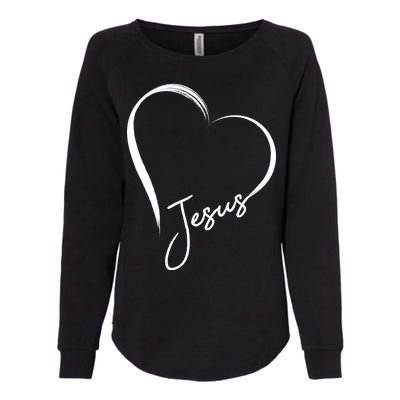 Jesus Love Simple Faith Heart Womens California Wash Sweatshirt