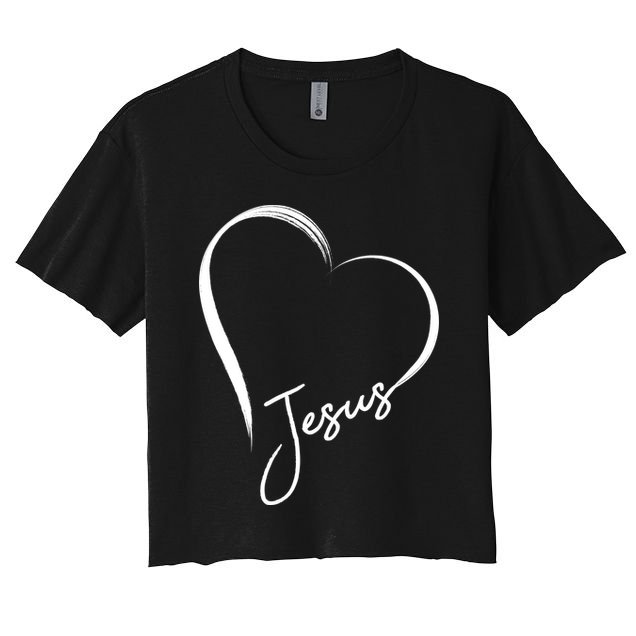 Jesus Love Simple Faith Heart Women's Crop Top Tee