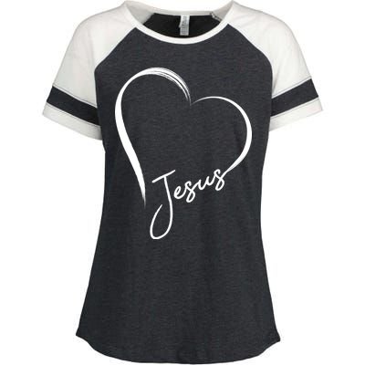 Jesus Love Simple Faith Heart Enza Ladies Jersey Colorblock Tee