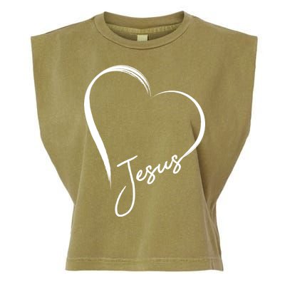 Jesus Love Simple Faith Heart Garment-Dyed Women's Muscle Tee