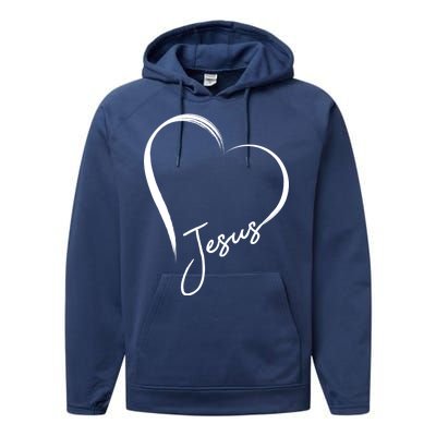 Jesus Love Simple Faith Heart Performance Fleece Hoodie