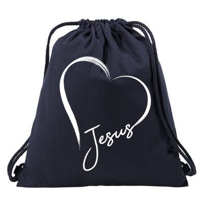 Jesus Love Simple Faith Heart Drawstring Bag