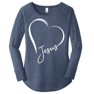 Jesus Love Simple Faith Heart Women's Perfect Tri Tunic Long Sleeve Shirt