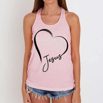 Jesus Love Simple Faith Heart Women's Knotted Racerback Tank