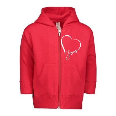 Jesus Love Simple Faith Heart Toddler Zip Fleece Hoodie