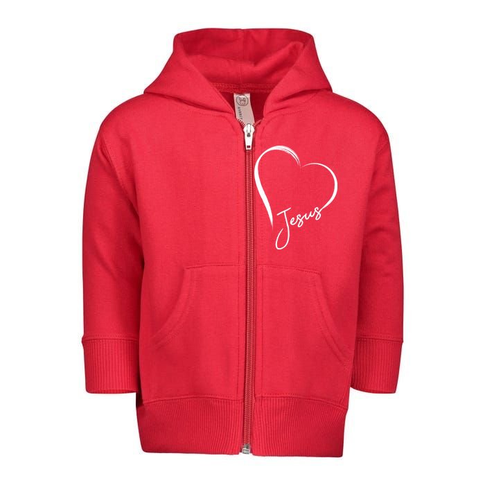 Jesus Love Simple Faith Heart Toddler Zip Fleece Hoodie