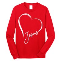 Jesus Love Simple Faith Heart Long Sleeve Shirt