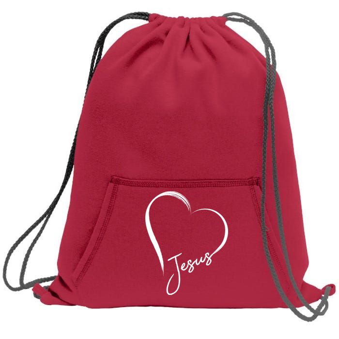 Jesus Love Simple Faith Heart Sweatshirt Cinch Pack Bag