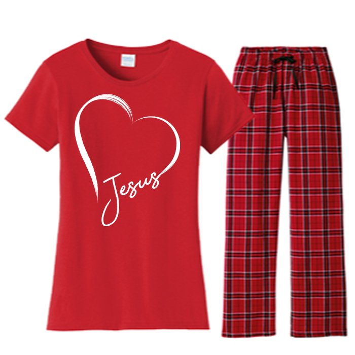 Jesus Love Simple Faith Heart Women's Flannel Pajama Set