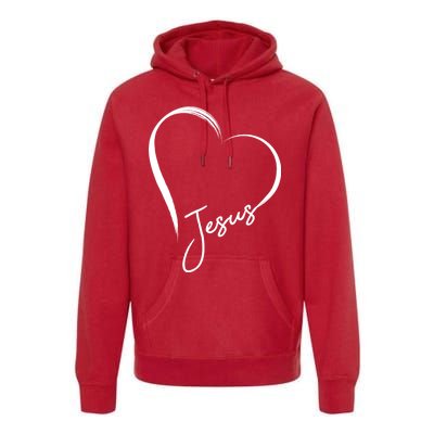 Jesus Love Simple Faith Heart Premium Hoodie