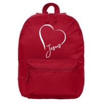 Jesus Love Simple Faith Heart 16 in Basic Backpack