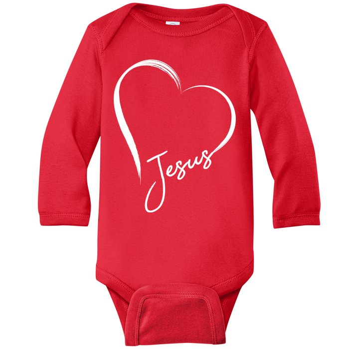 Jesus Love Simple Faith Heart Baby Long Sleeve Bodysuit