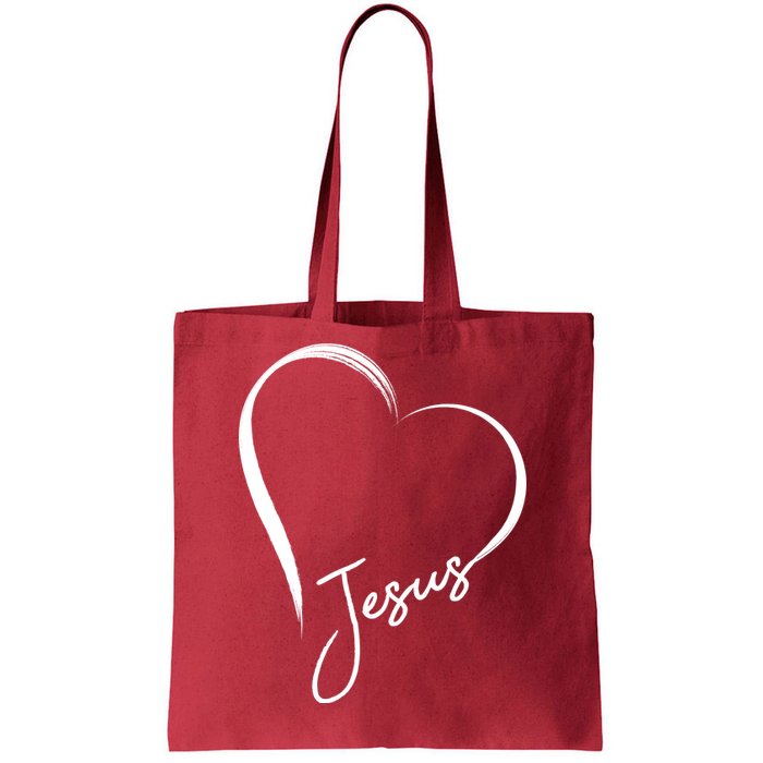 Jesus Love Simple Faith Heart Tote Bag