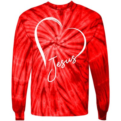 Jesus Love Simple Faith Heart Tie-Dye Long Sleeve Shirt