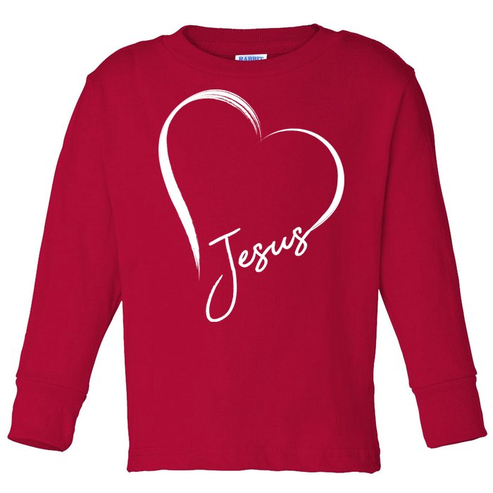 Jesus Love Simple Faith Heart Toddler Long Sleeve Shirt