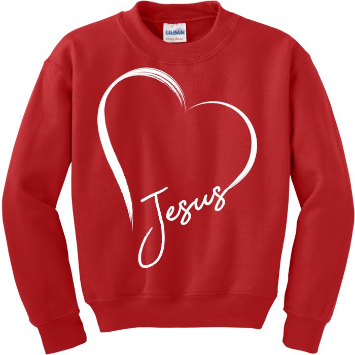 Jesus Love Simple Faith Heart Kids Sweatshirt