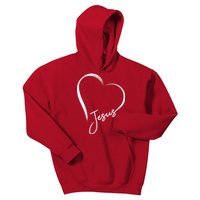 Jesus Love Simple Faith Heart Kids Hoodie