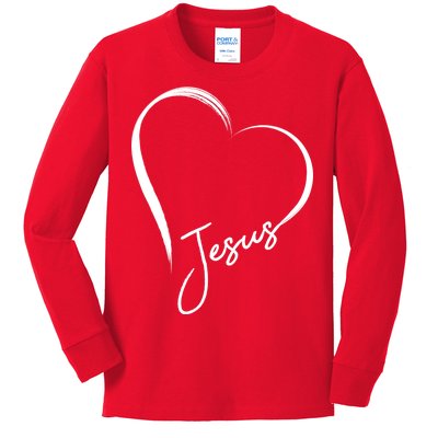 Jesus Love Simple Faith Heart Kids Long Sleeve Shirt