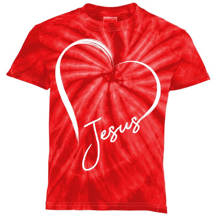 Jesus Love Simple Faith Heart Kids Tie-Dye T-Shirt