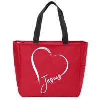 Jesus Love Simple Faith Heart Zip Tote Bag