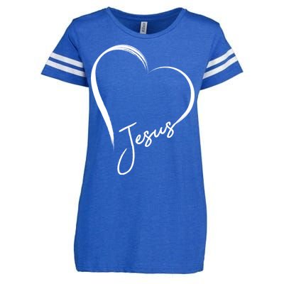 Jesus Love Simple Faith Heart Enza Ladies Jersey Football T-Shirt