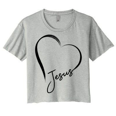 Jesus Love Simple Faith Heart Women's Crop Top Tee