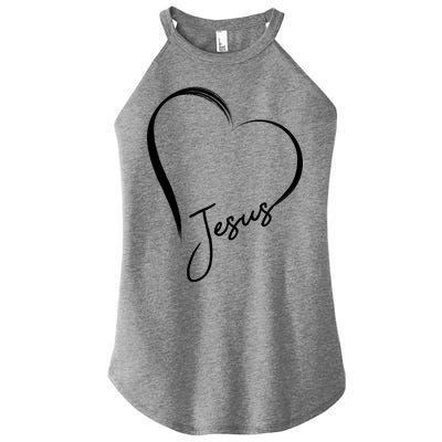 Jesus Love Simple Faith Heart Women's Perfect Tri Rocker Tank