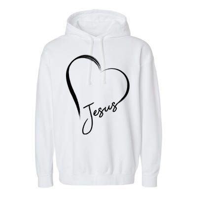 Jesus Love Simple Faith Heart Garment-Dyed Fleece Hoodie