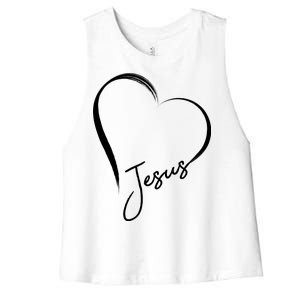 Jesus Love Simple Faith Heart Women's Racerback Cropped Tank