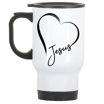 Jesus Love Simple Faith Heart Stainless Steel Travel Mug